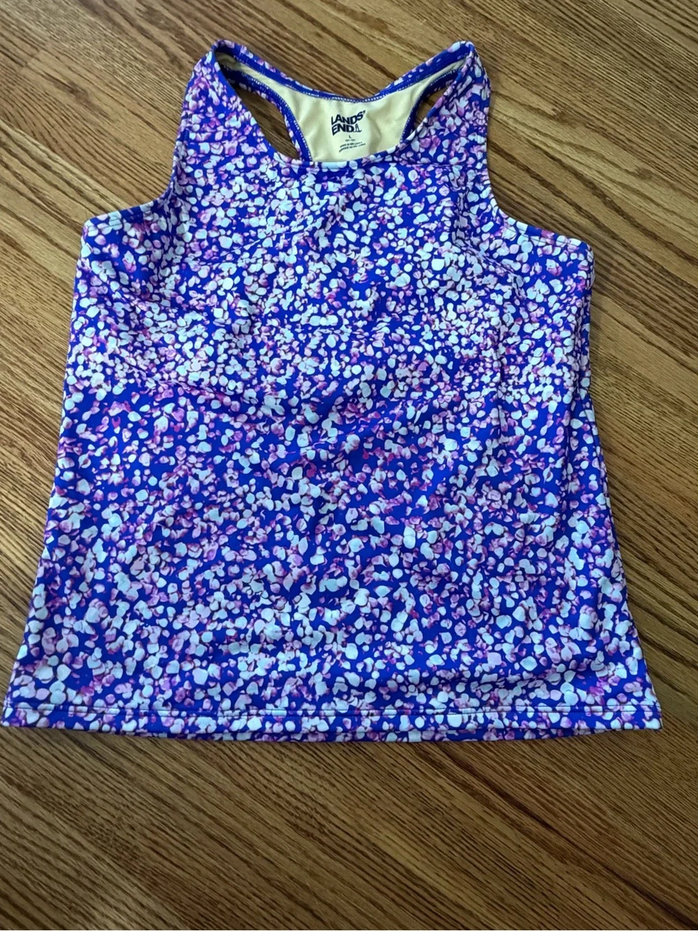 Lands' End Girls Purple Floral Rash Guard Set